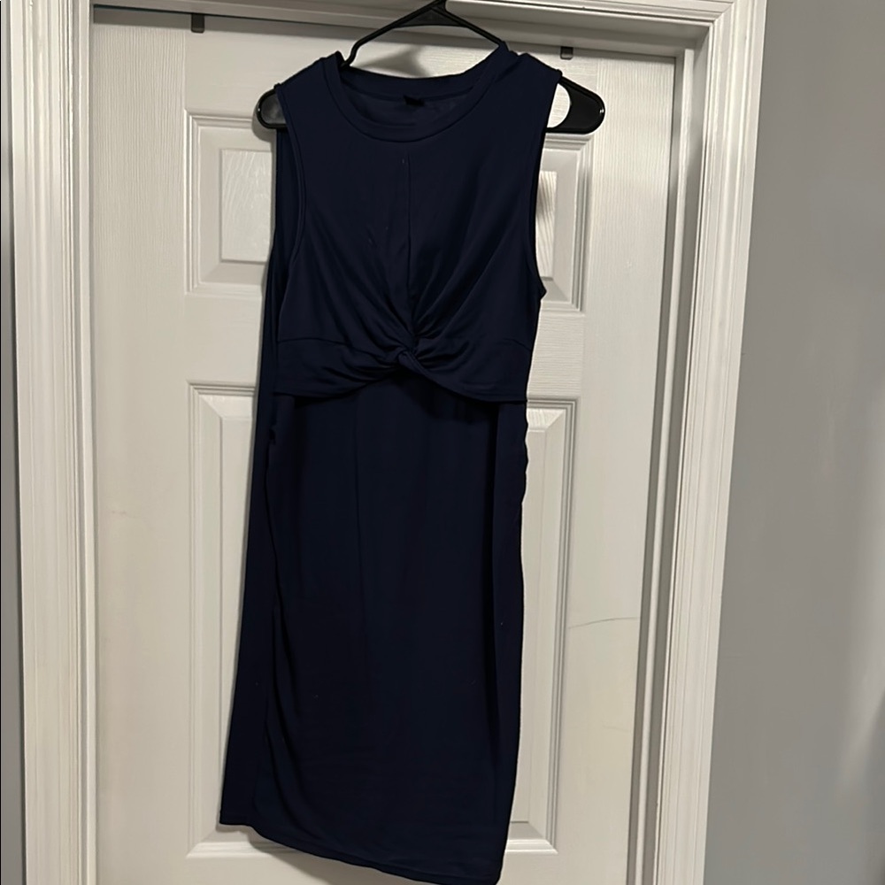 Maternity Navy Sleeveless Dress